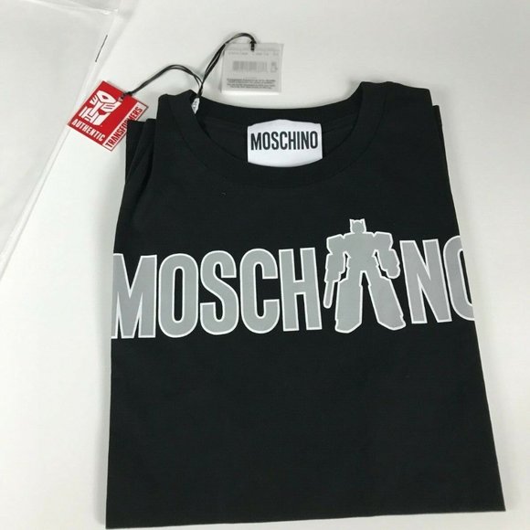$250 AW17 Moschino Couture Jeremy Scott Transformers Logo Black Tshirt *RARE*